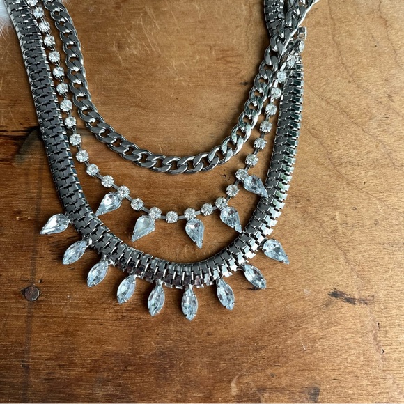 Vintage Punk Rock Style Multistrand Rhinestone Necklace - Picture 3 of 4